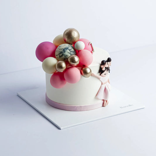 Cute Girl & Balloon Cake