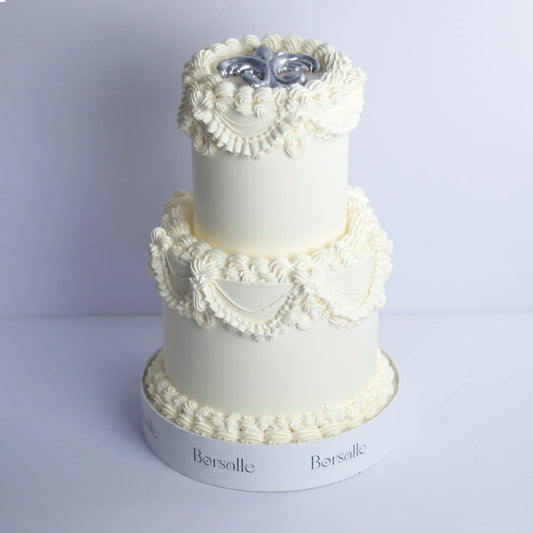 Two-Tier White Anniversary Cake