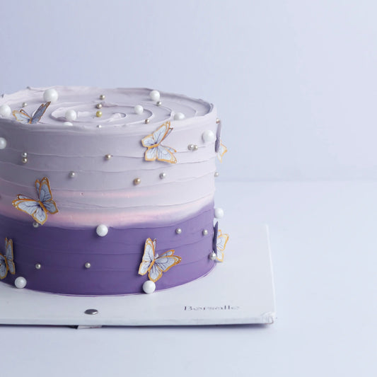 Classic Butterfly In Purple Cake