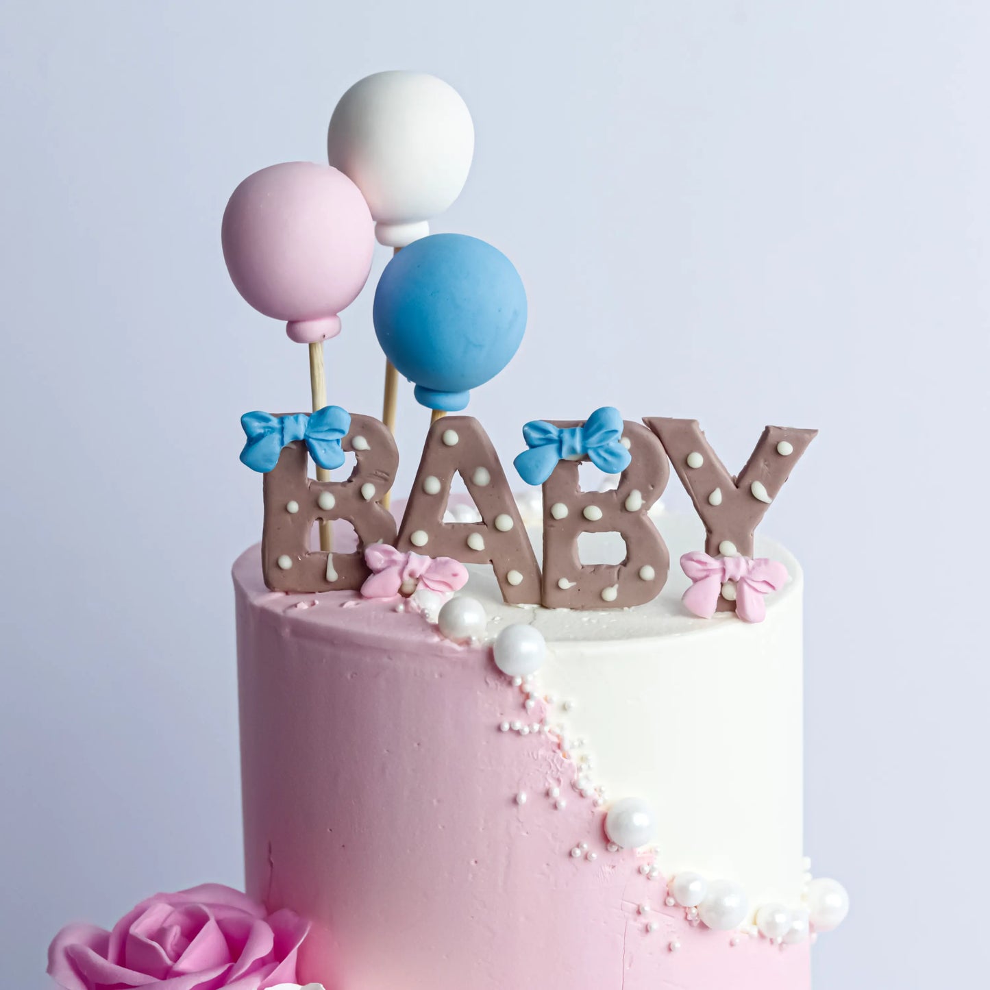 Two-Tier Pink Floral Birthday Cake