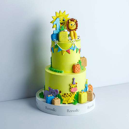Two-Tier Lion Theme Cake