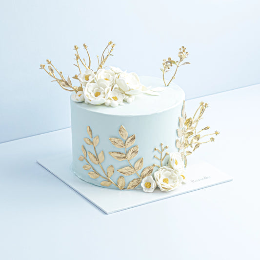 Golden Floral Theme Cake