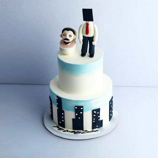 Two-Tier Skibidi Theme Cake