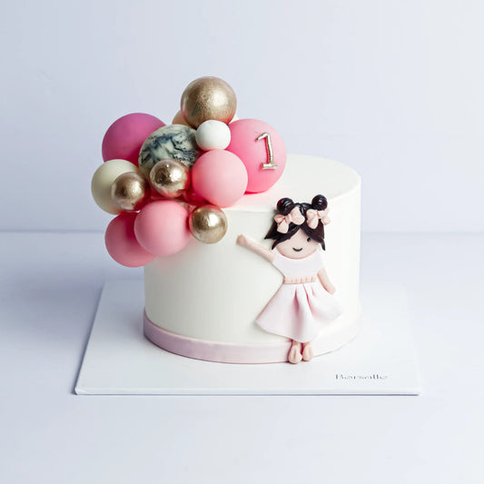 Cute Girl &  Balloon Cake