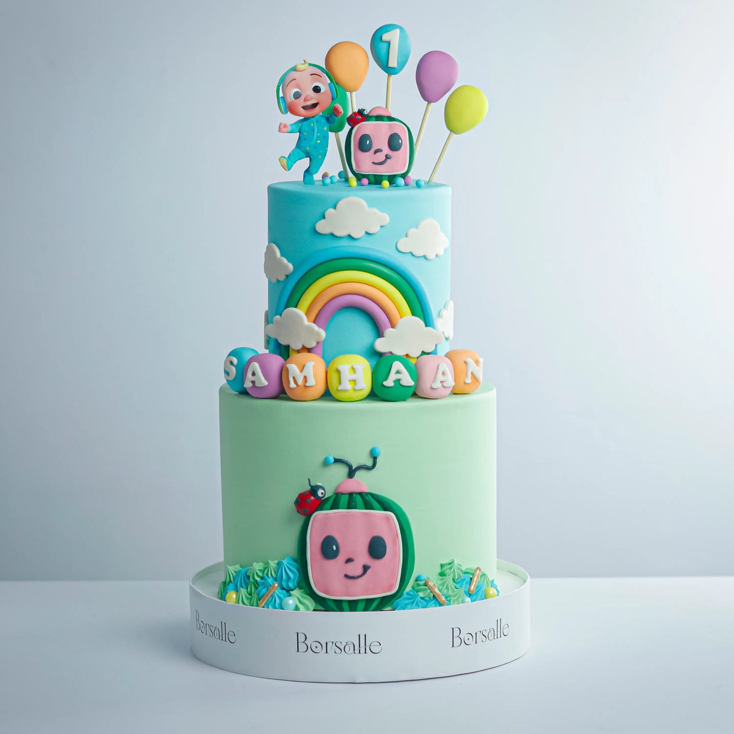 Two-Tier Cocomelon Birthday Theme Cake