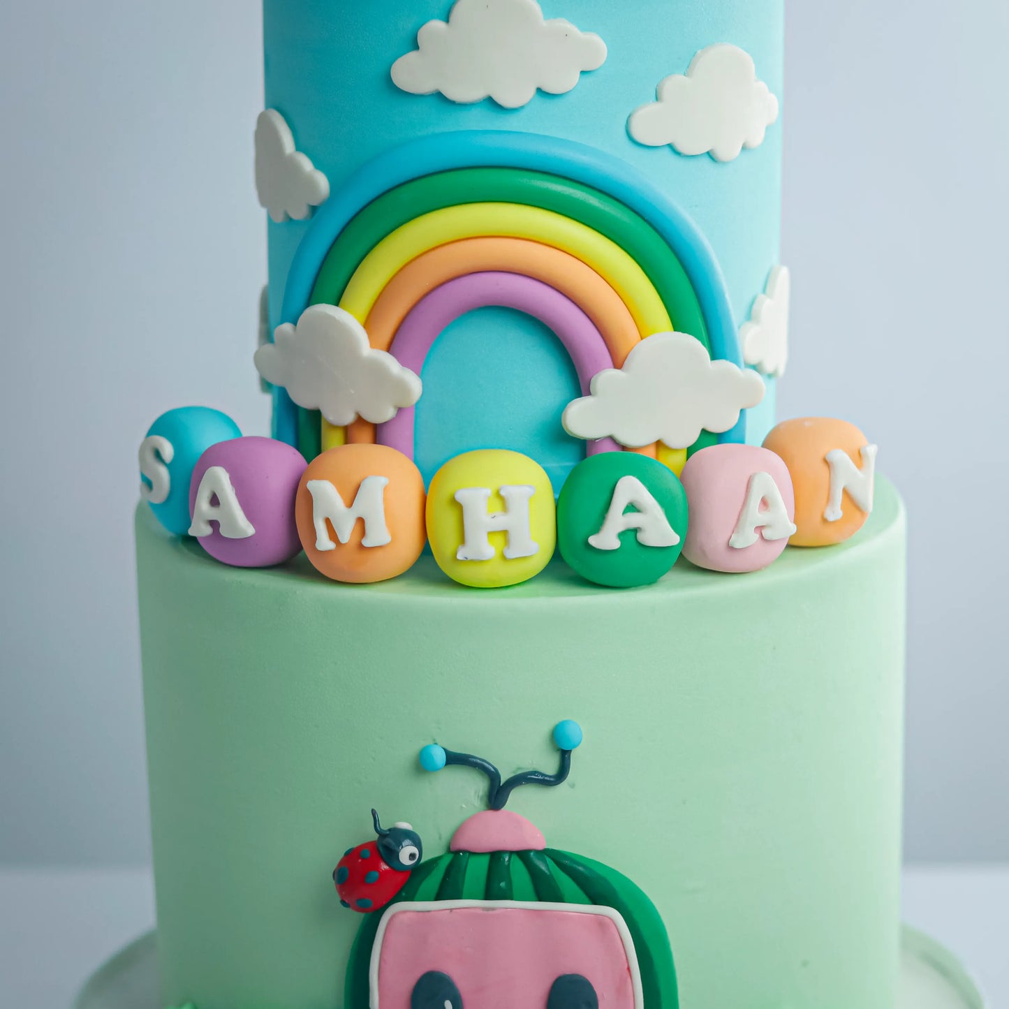 Two-Tier Cocomelon Birthday Theme Cake