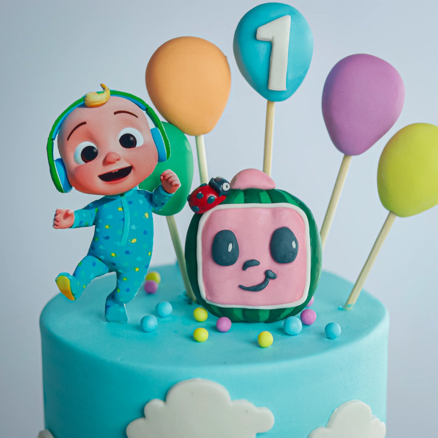 Two-Tier Cocomelon Birthday Theme Cake