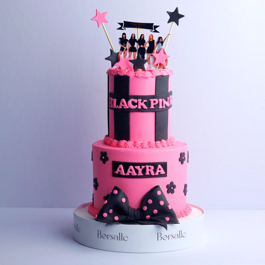 Two-Tier Black Pink cake