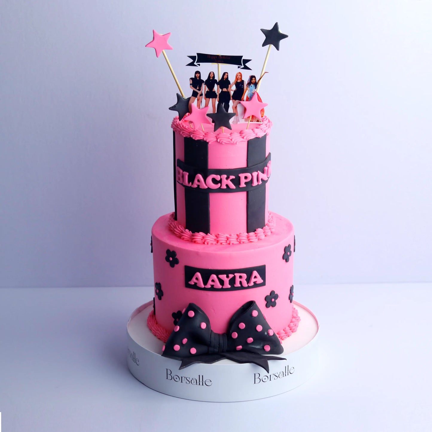 Two-Tier Black Pink cake