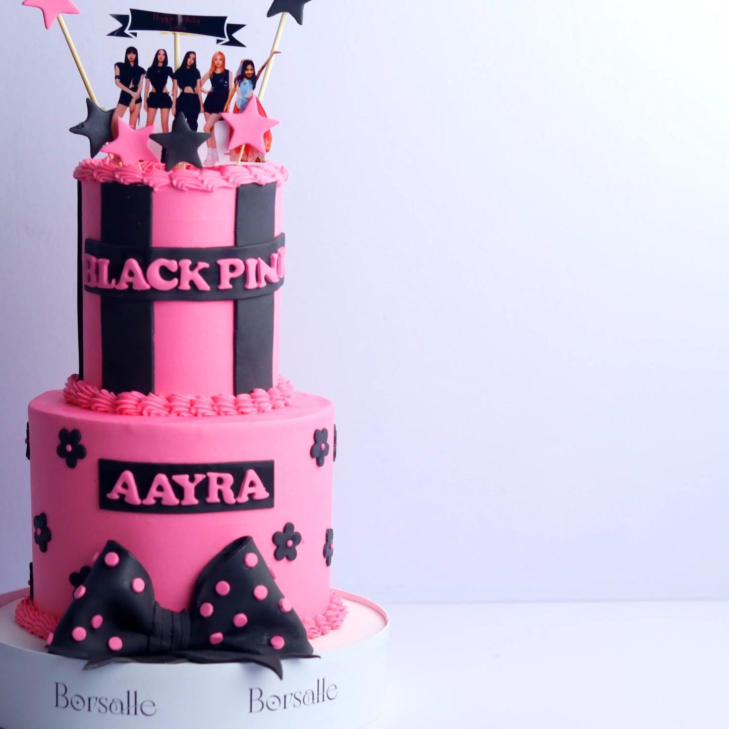 Two-Tier Black Pink cake