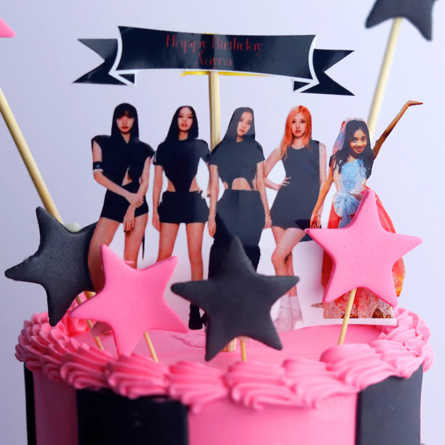 Two-Tier Black Pink cake