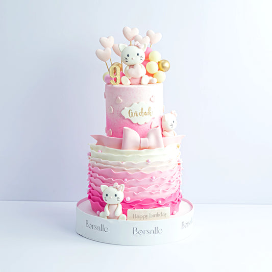 Two-Tier Hello Kitty Theme Cake