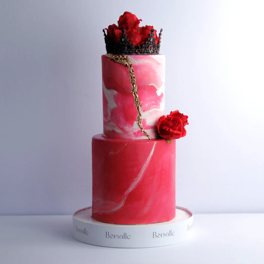 Two-Tier Red Rose Anniversary Cake