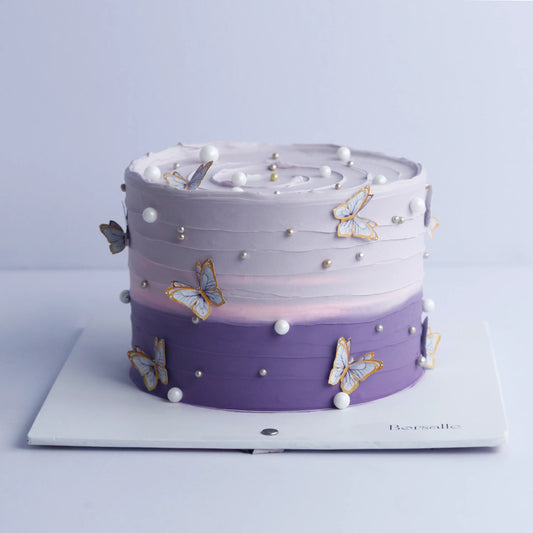 Classic Butterfly In Purple Cake