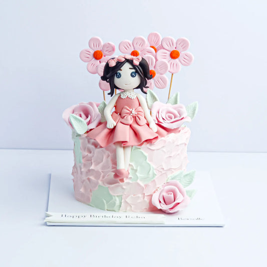Cute Girl's Flower Theme Cake