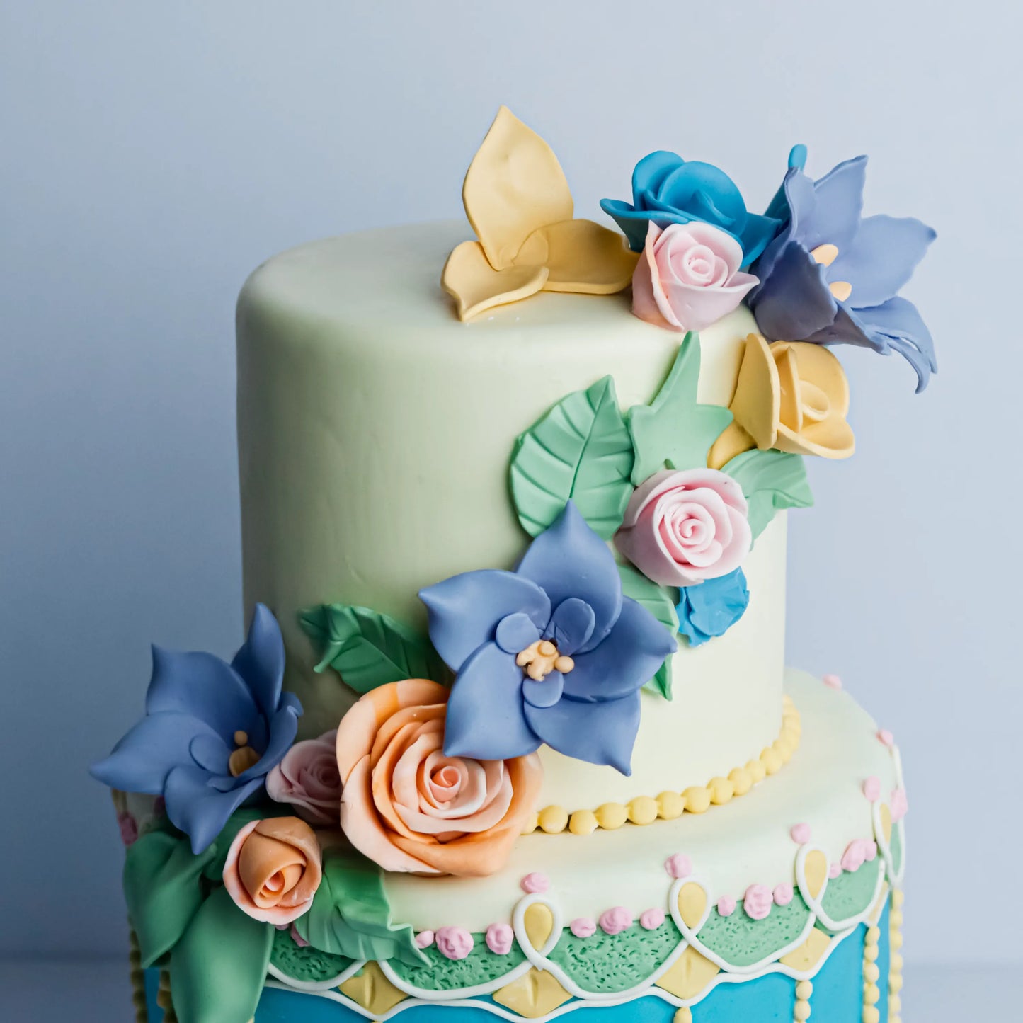 Two-Tier Anniversary Flower Cake