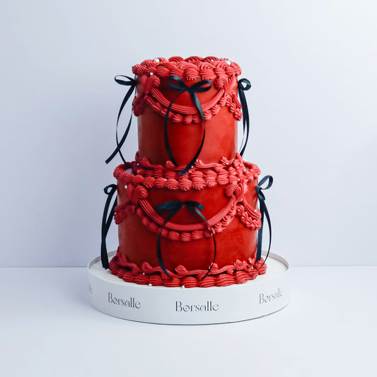 Two-Tier Red Vintage Cake