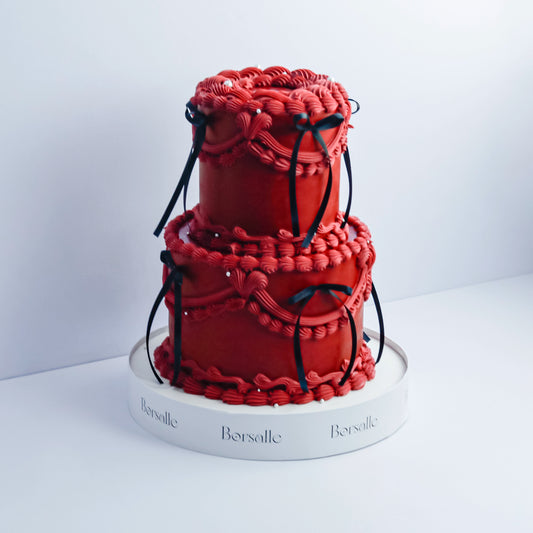 Two-Tier Red Vintage Cake