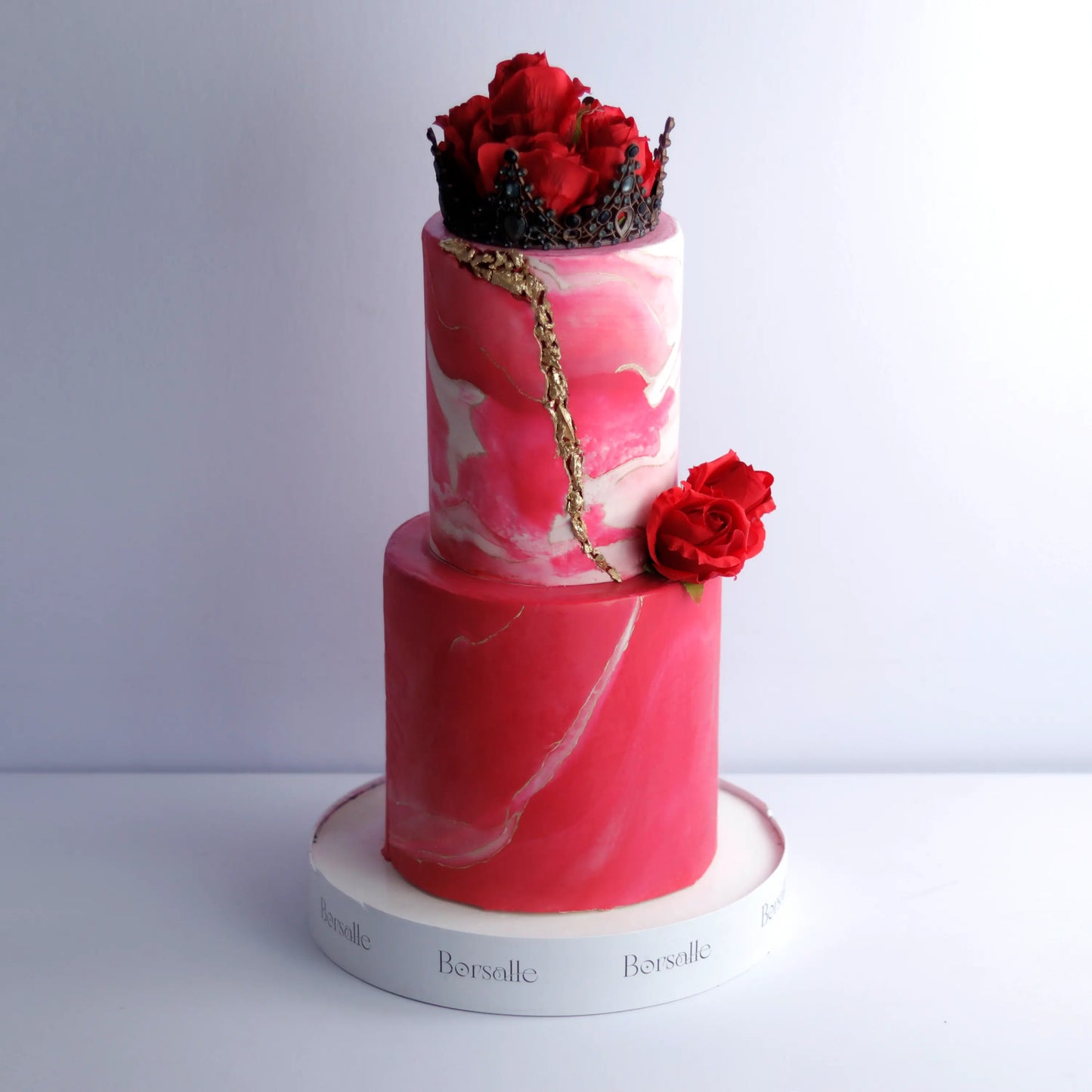 Two-Tier Red Rose Anniversary Cake