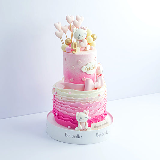 Two-Tier Hello Kitty Theme Cake