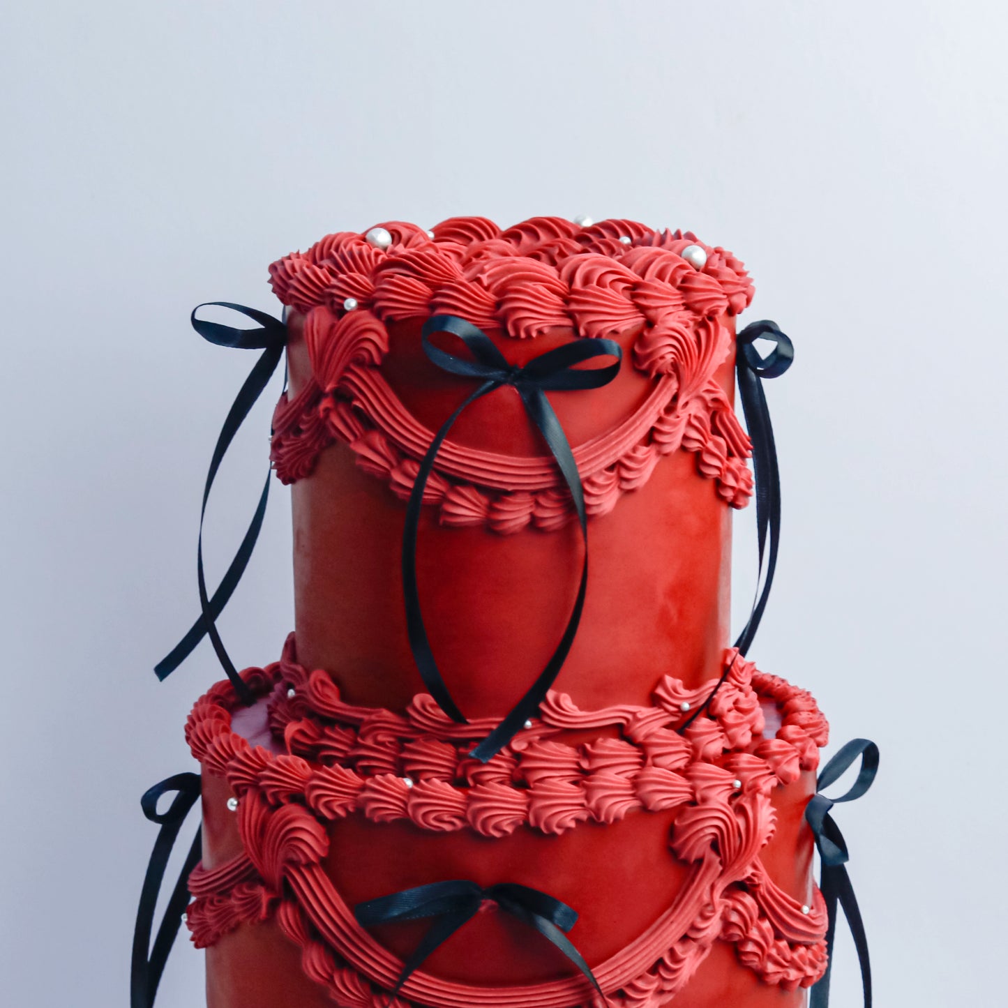 Two-Tier Red Vintage Cake