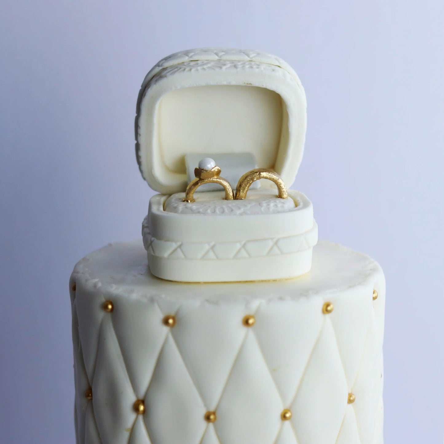 Two-Tier Golden Rings Elegance Cake