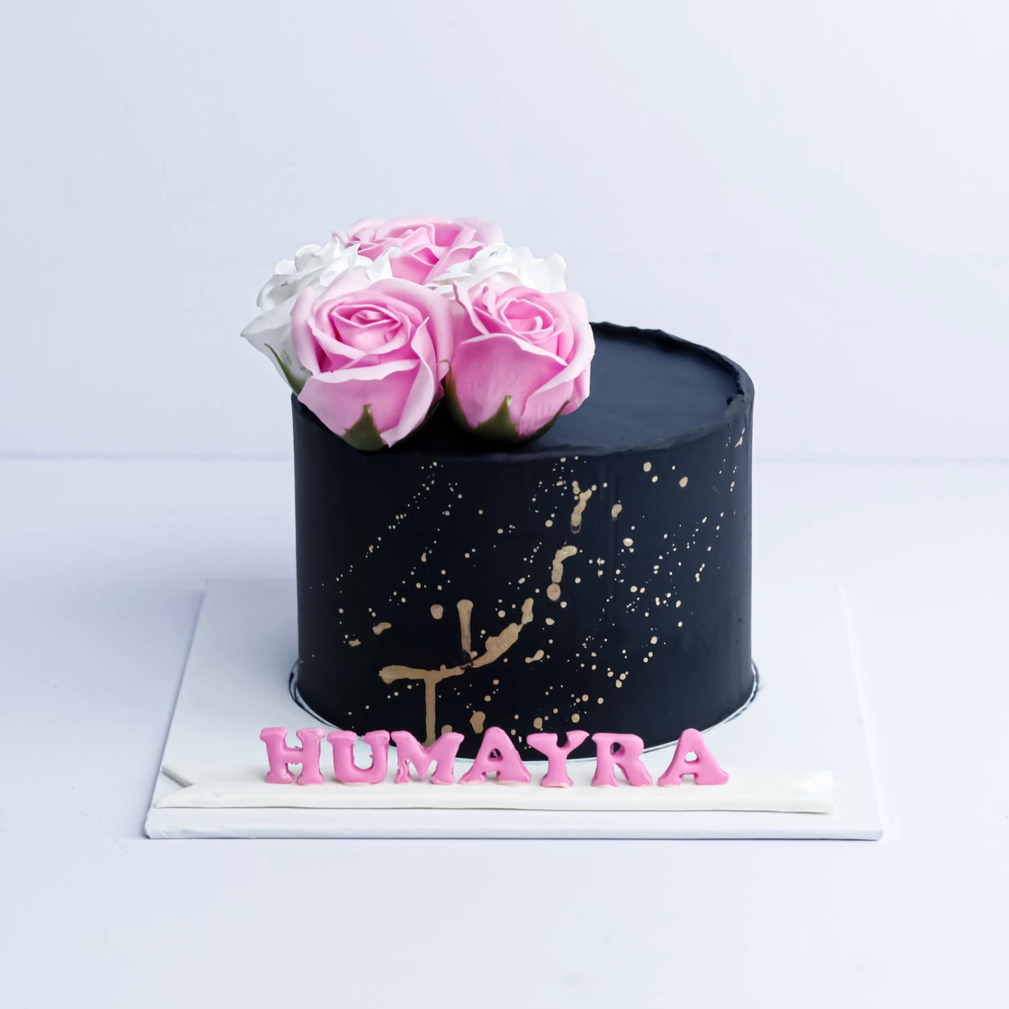 Floral Black & pink Floral Cake