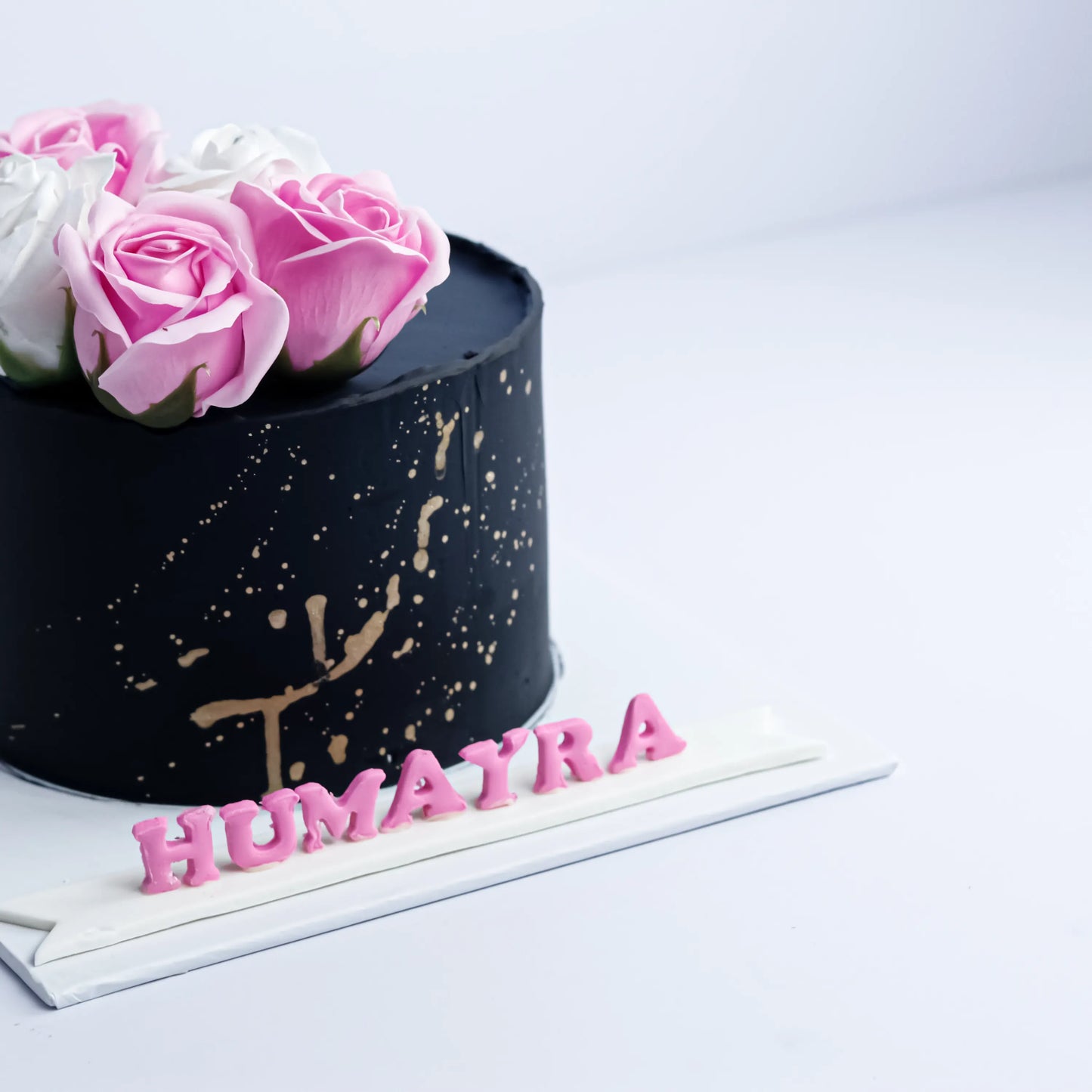 Floral Black & pink Floral Cake