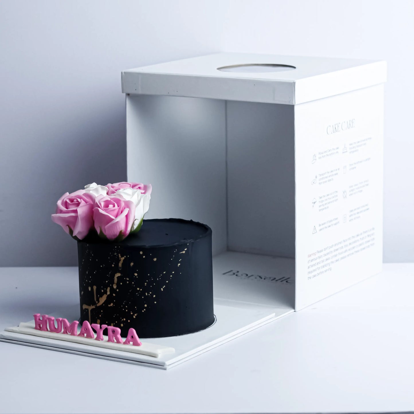 Floral Black & pink Floral Cake