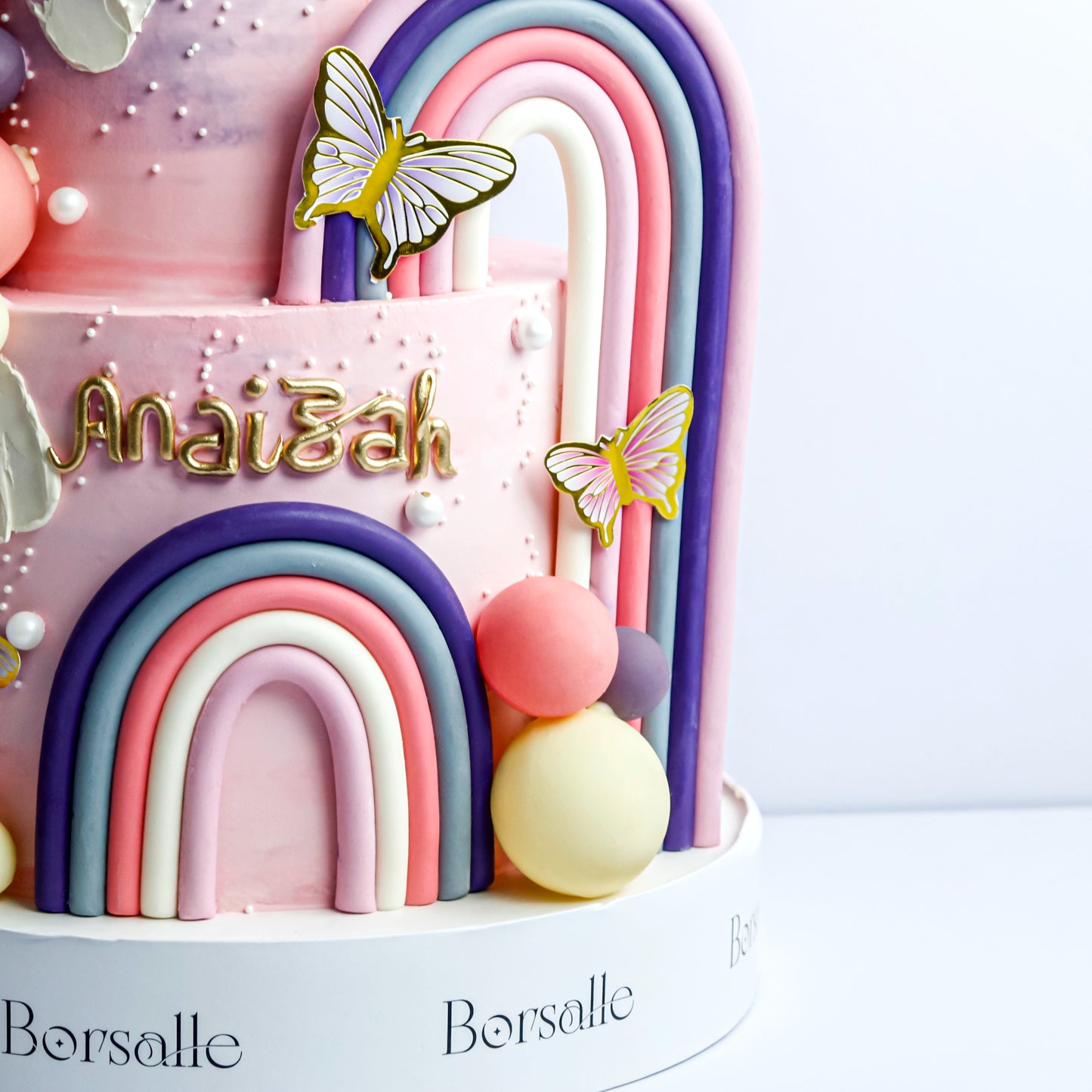 Two-Tier Butterfly & Rainbow Cake