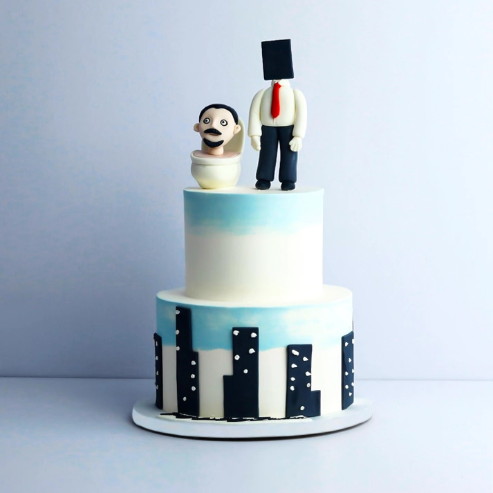 Two-Tier Skibidi Theme Cake