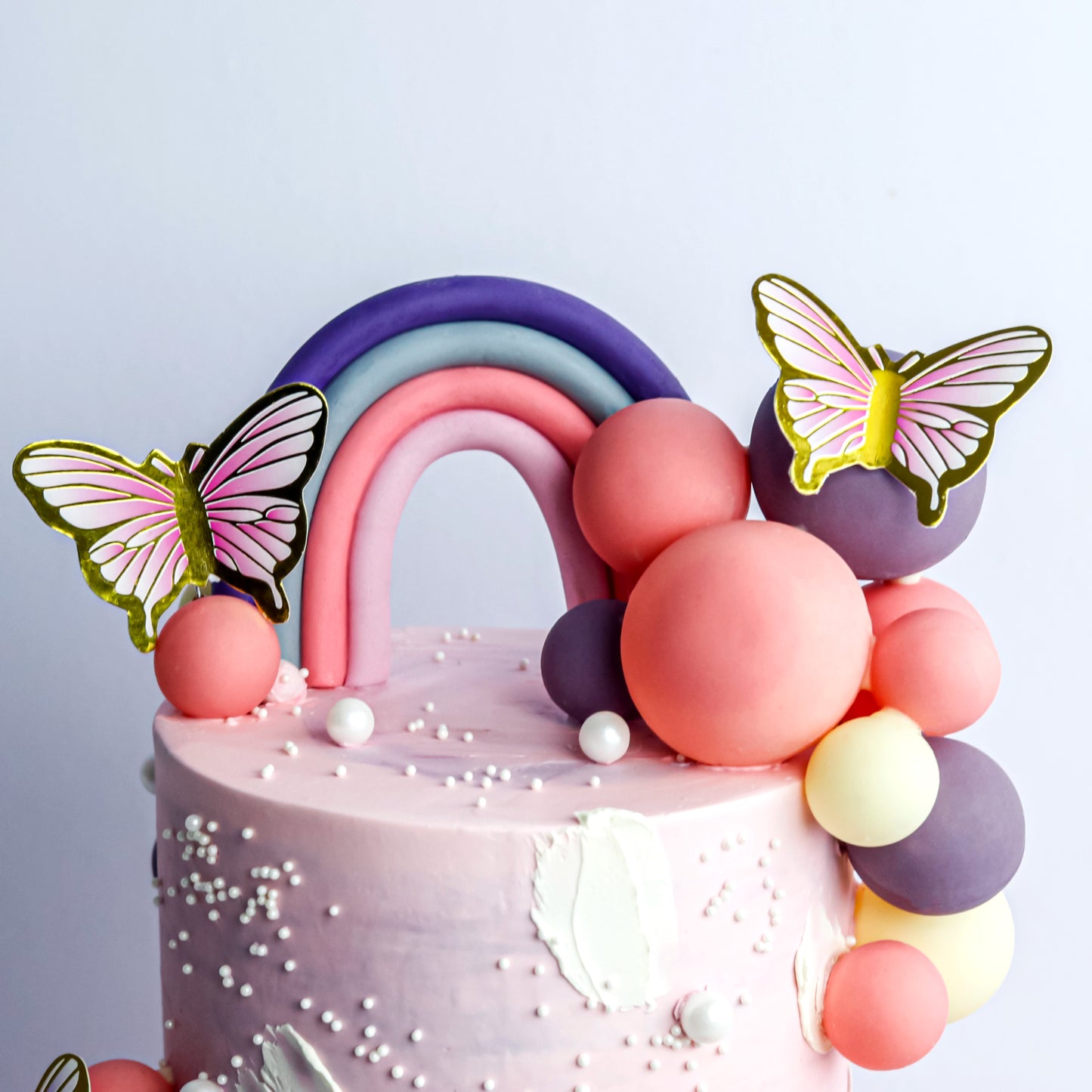 Two-Tier Butterfly & Rainbow Cake