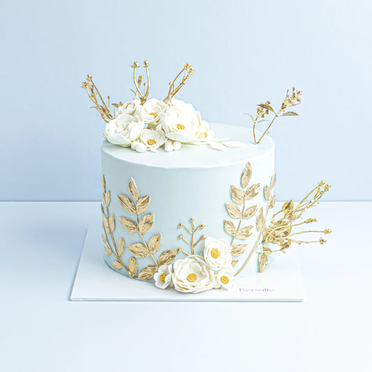 Golden Floral Theme Cake