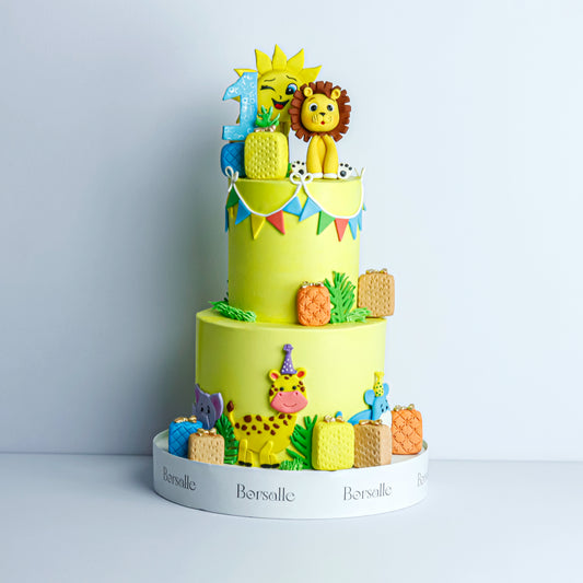 Two-Tier Lion Theme Cake