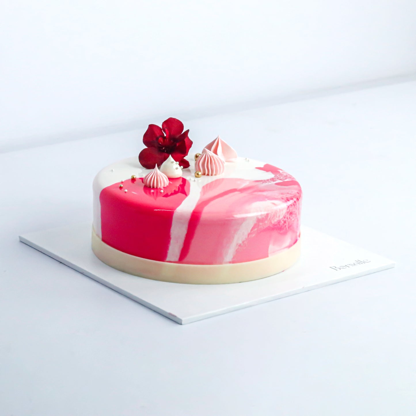 Pink Floral Mirror Glaze Cake