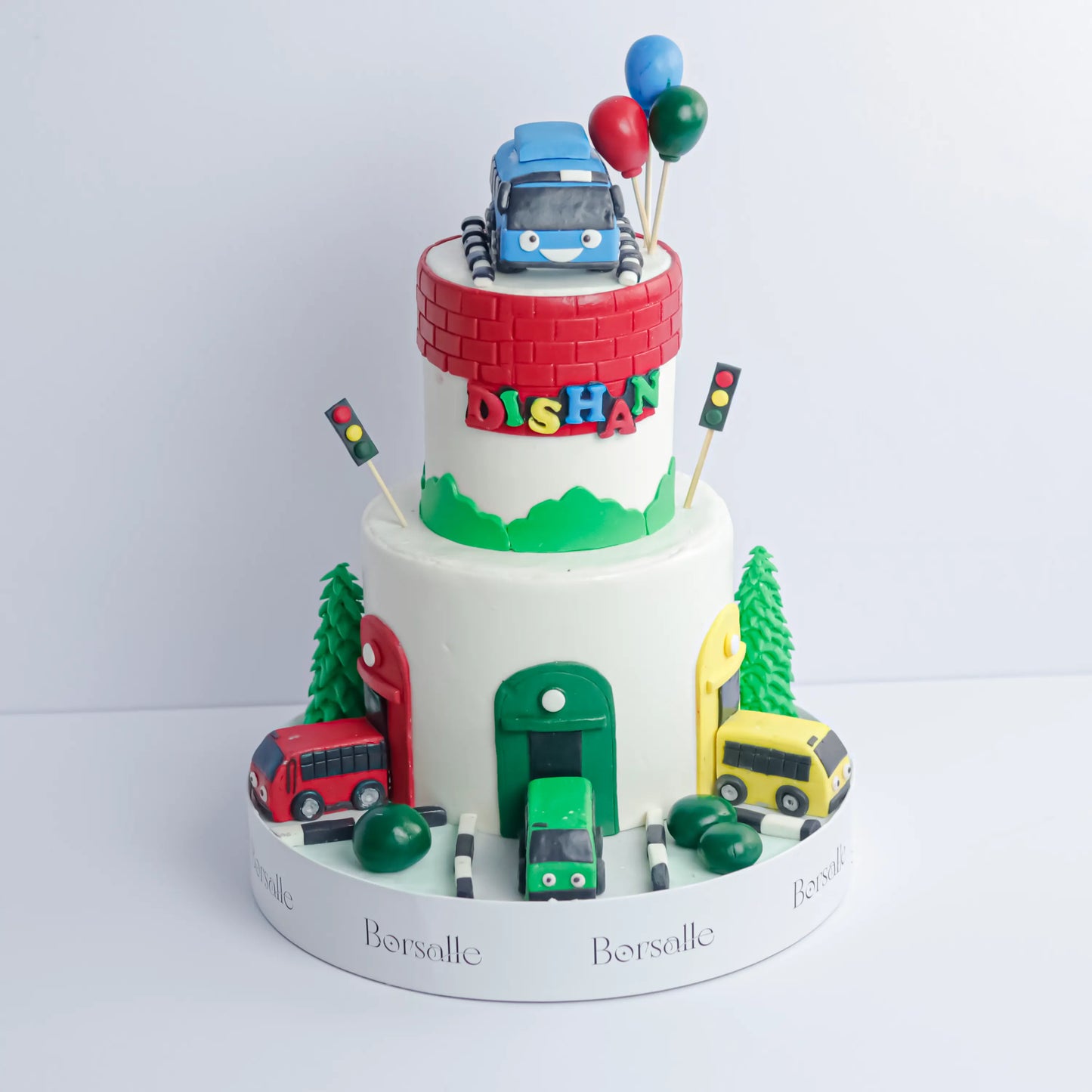 Two-Tier Car Villa Theme Cake