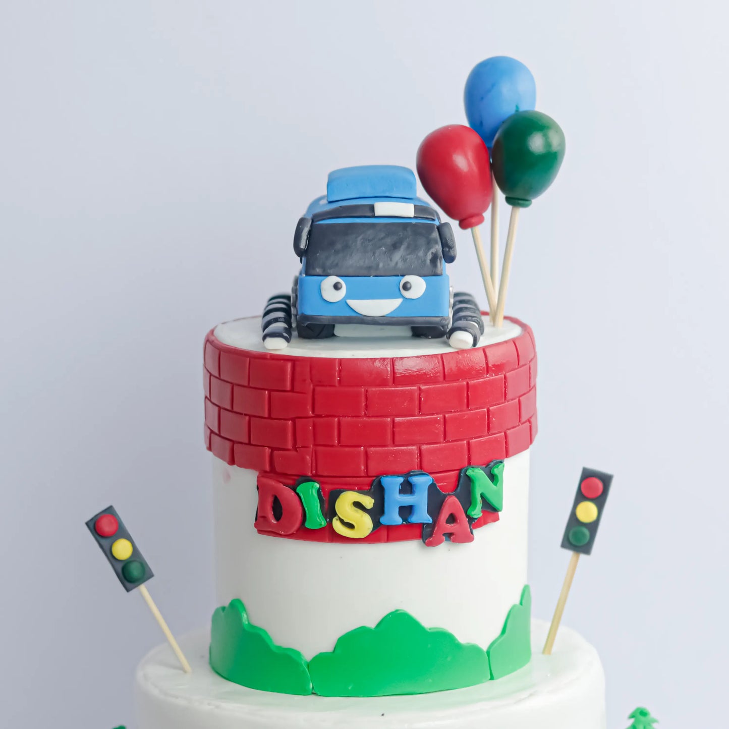 Two-Tier Car Villa Theme Cake