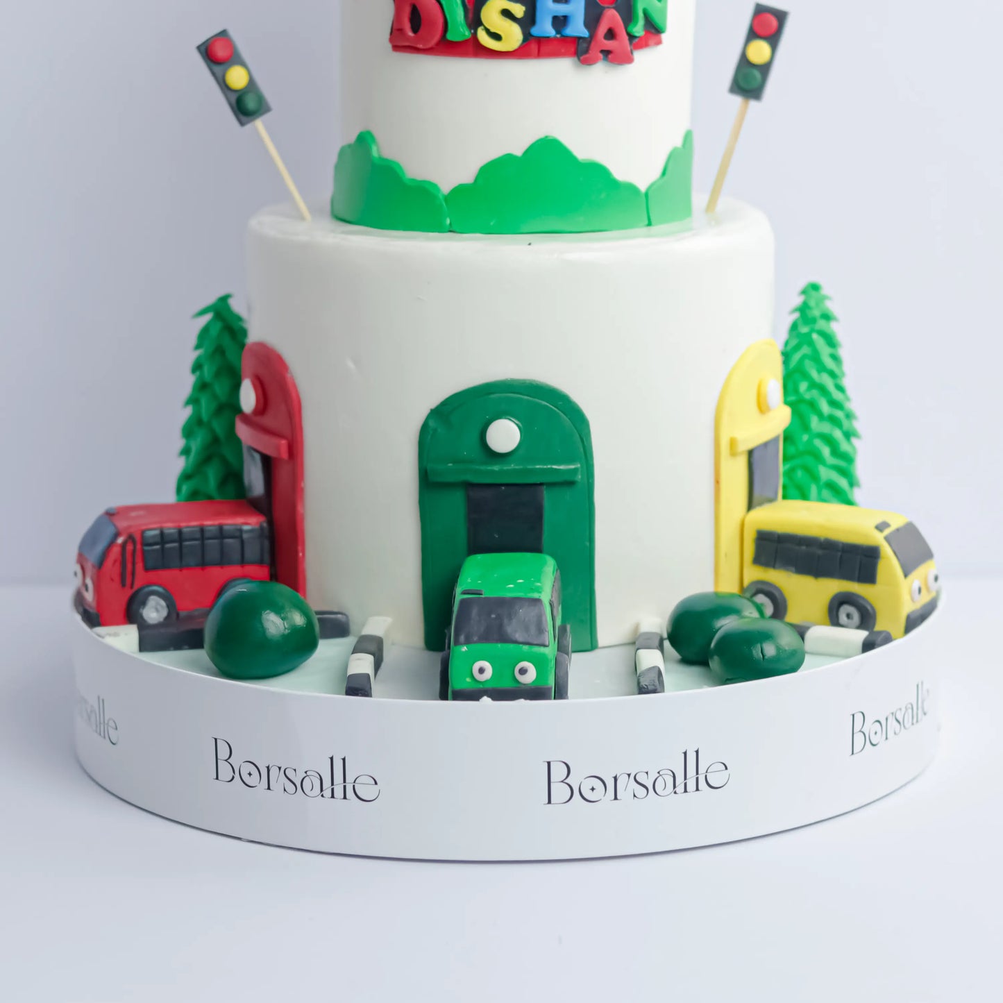 Two-Tier Car Villa Theme Cake