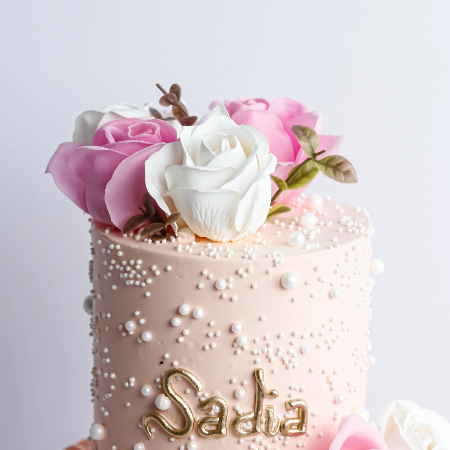 Two-Tier Peach Floral Celebration Cake