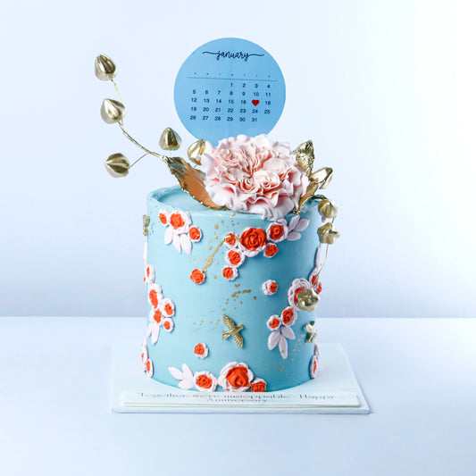 Beautiful Floral Weeding Anniversary Cake