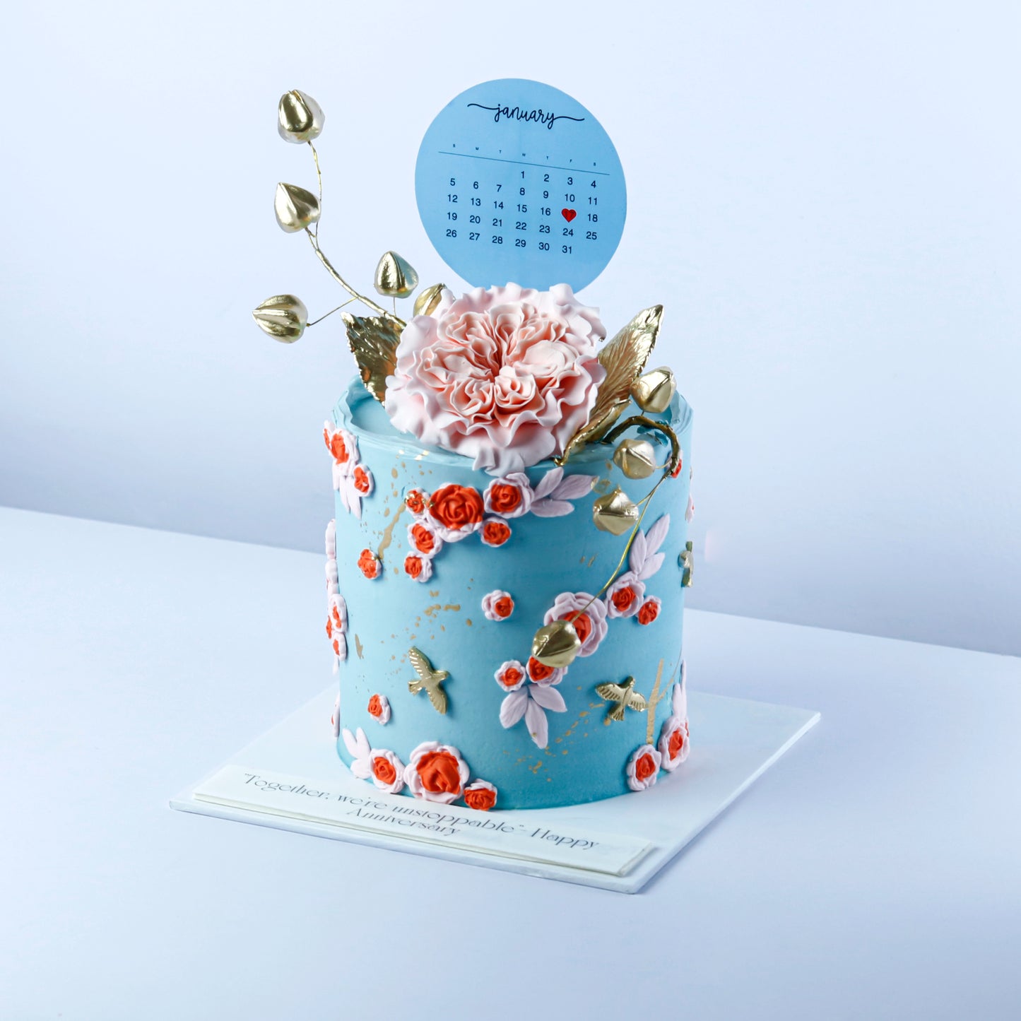 Beautiful Floral Weeding Anniversary Cake