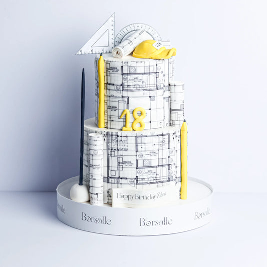 Two-Tier Architect Theme Cake