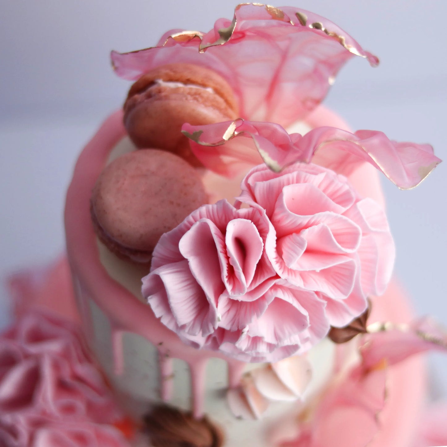 Two-Tier Pink Floral Anniversary Cake