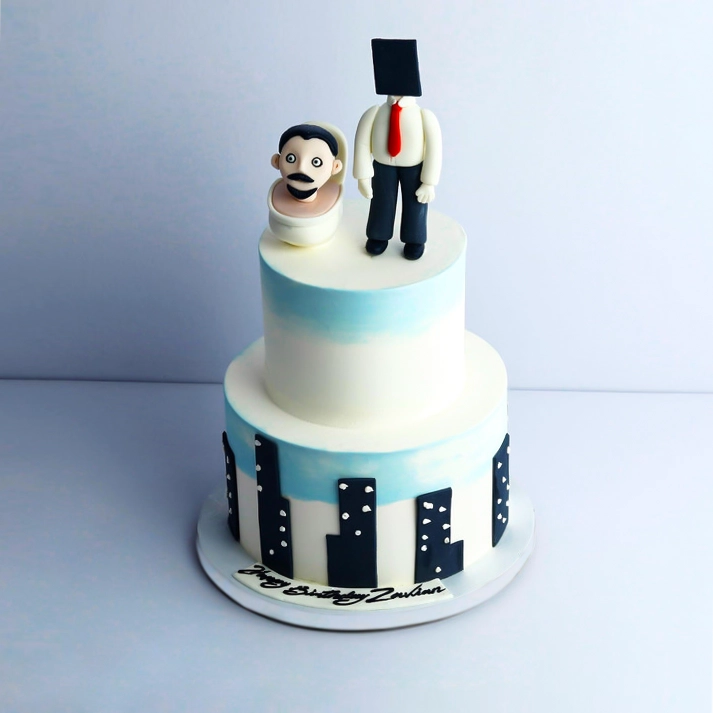 Two-Tier Skibidi Theme Cake