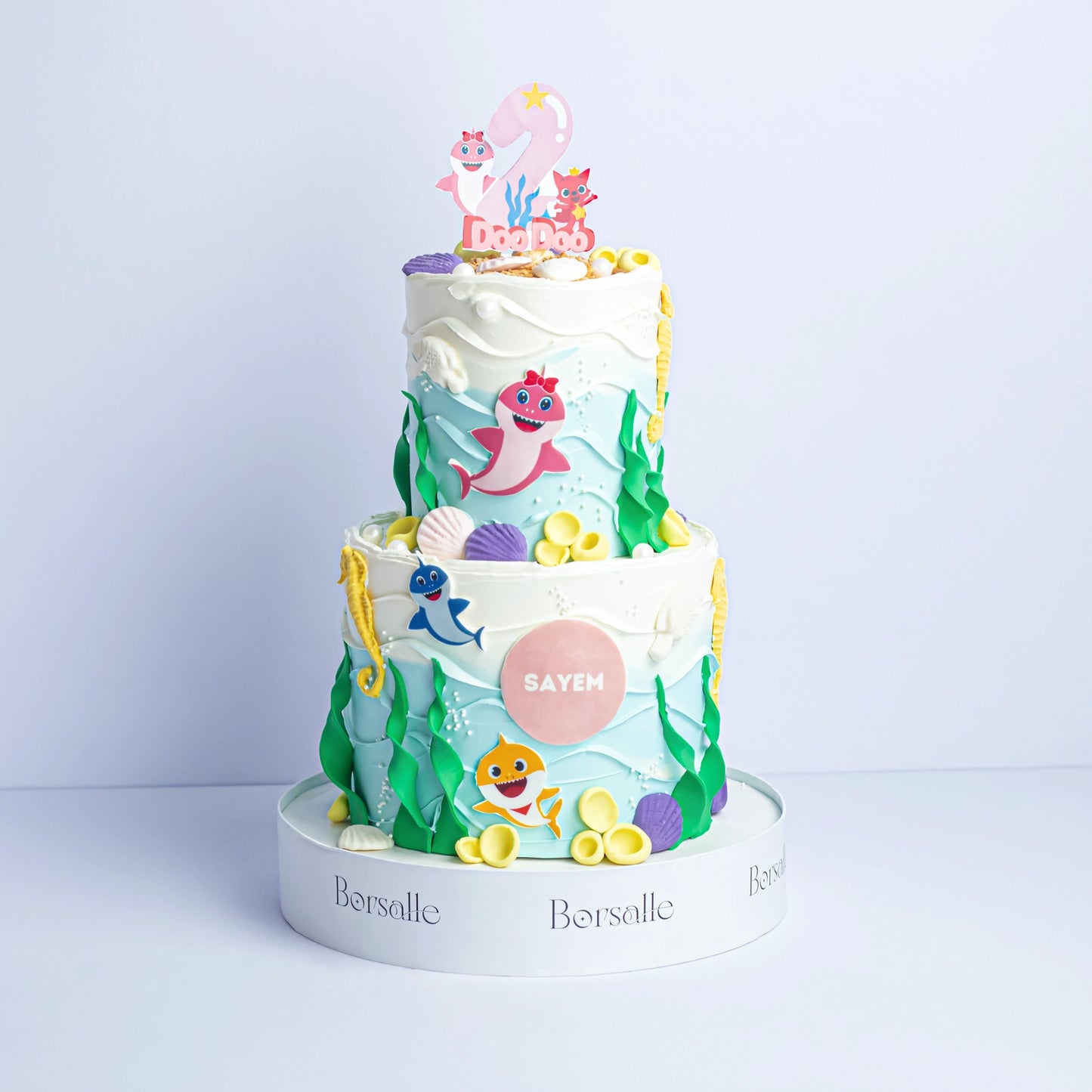 Two-Tier Baby Shark Birthday Cake