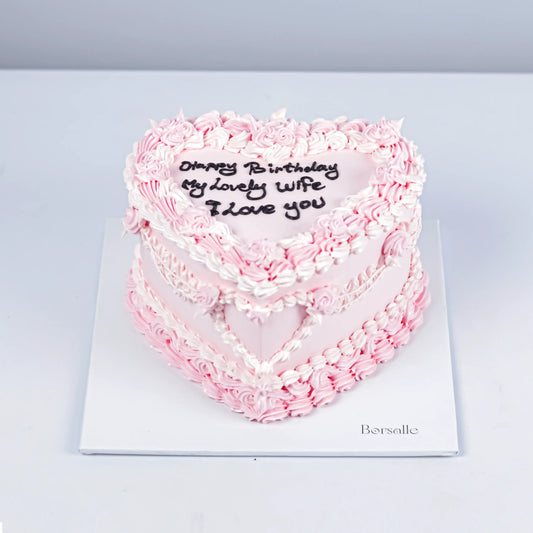 Vintage heart Shaped Birthday Cake