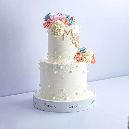 Two-Tier Flower Anniversary Cake