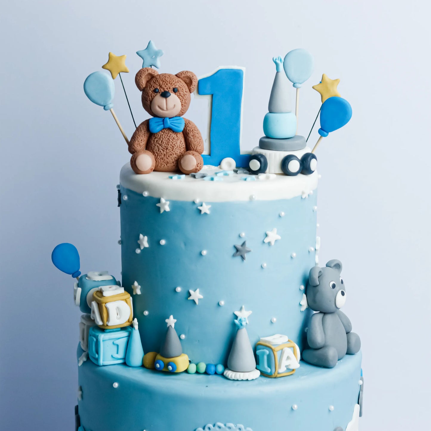 Two-Tier Baby boy 1st Birthday Cake