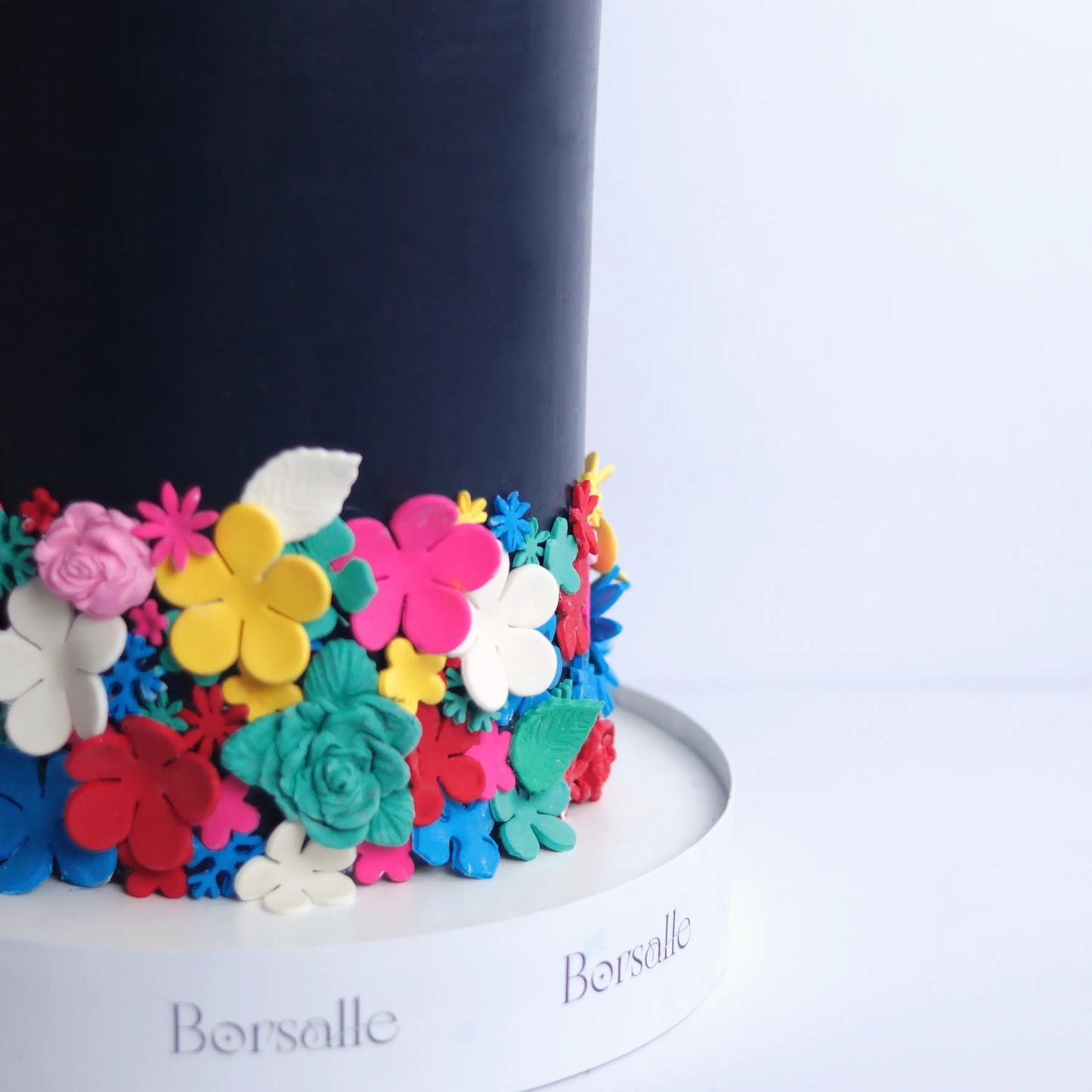 Two tier Black Floral Cake