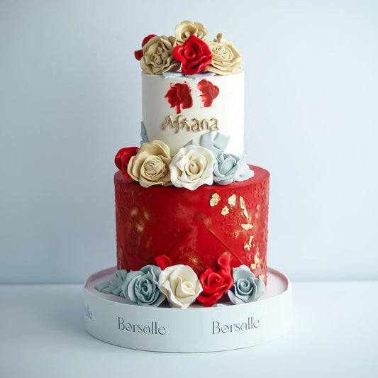 Two-Tier Floral Birthday Cake